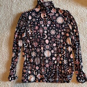 Ann Taylor Floral Patterned Black and Pink Women's Top